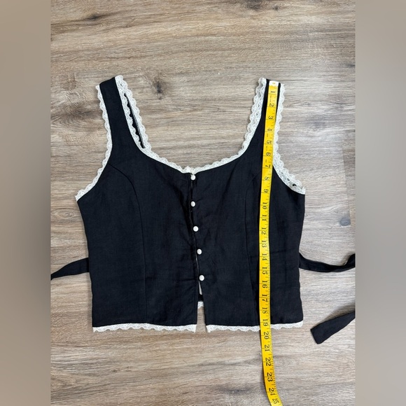 A. REN DARCY BLACK  LINEN TANK TOP size M NWT - Picture 7 of 12